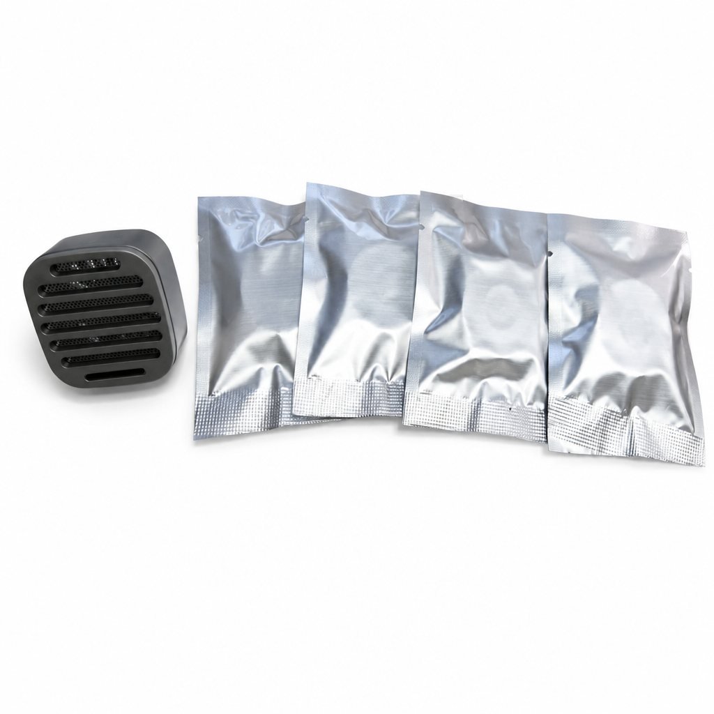 Y335 refill-pouch vent clip set: clip body and three foil refill pouches